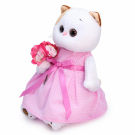 Мягкая игрушка BUDI BASA Кошка Ли-Ли в розовом платье с букетом 24 см