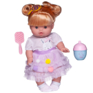 Пупс-кукла Junfa Baby Ardana в платье с бледно-розовой, воздушной юбкой с аксессуарами 32см