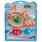 Набор игрушек для ванной ABtoys Веселое купание Морские обитатели, 4 фигурки и сачок-кошка