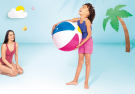 Мяч надувной INTEX 61см "Glossy Panel Ball" (Полосатый мячик) , от 3-х лет