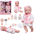 Игровой набор Junfa Пупс-кукла 40 см в банном халатике и игровые предметы