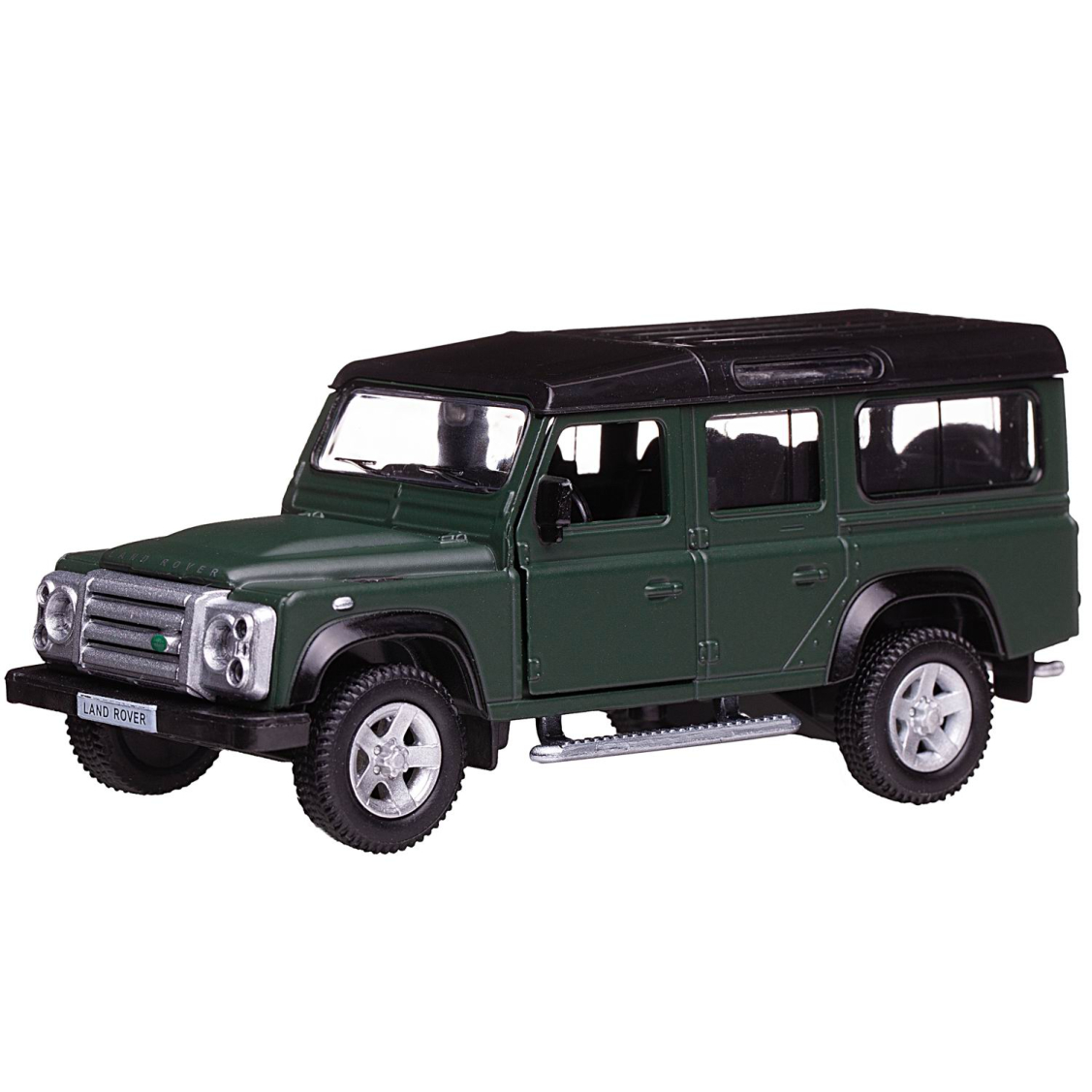 Машинка металлическая Uni-Fortune RMZ City 1:35 Land Rover Defender, инерционная, темно-зеленый матовый цвет, 16.5 x 7.5 x 7 см