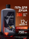 РЕКСОНА MEN Гель для душа, умывания и шампунь 3в1 Активный уголь мужской 750мл