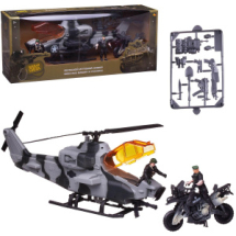 Игровой набор Abtoys Боевая сила Военная техника: вертолет, мотоцикл, 2 фигурки солдат