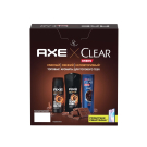 Подарочный набор AXE+Clear Dark Temptation (150+250+200) мл