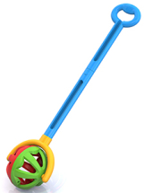 Игрушка-каталка НОРДПЛАСТ Шарик с ручкой (зелено-красная) 59х15х12 см.