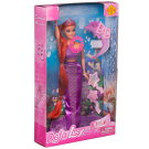 Кукла Defa Lucy Русалочка в фиолетовом наряде с игровыми предметами, на батарейках