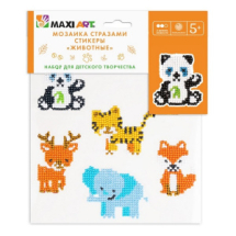 Набор для творчества Maxi Art Мозаика со стразами Животные из 6-ти стикеров 20*20см