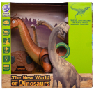 Игрушка интерактивная JUNFA Динозавр Бронтозавр коричневый на радиоуправлении свет звук движение