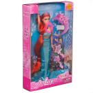 Кукла Defa Lucy Русалочка в бирюзовом наряде с игровыми предметами, на батарейках