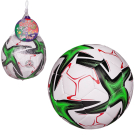 Футбольный мяч Junfa белый с зелено-черными звездами 22-23 см