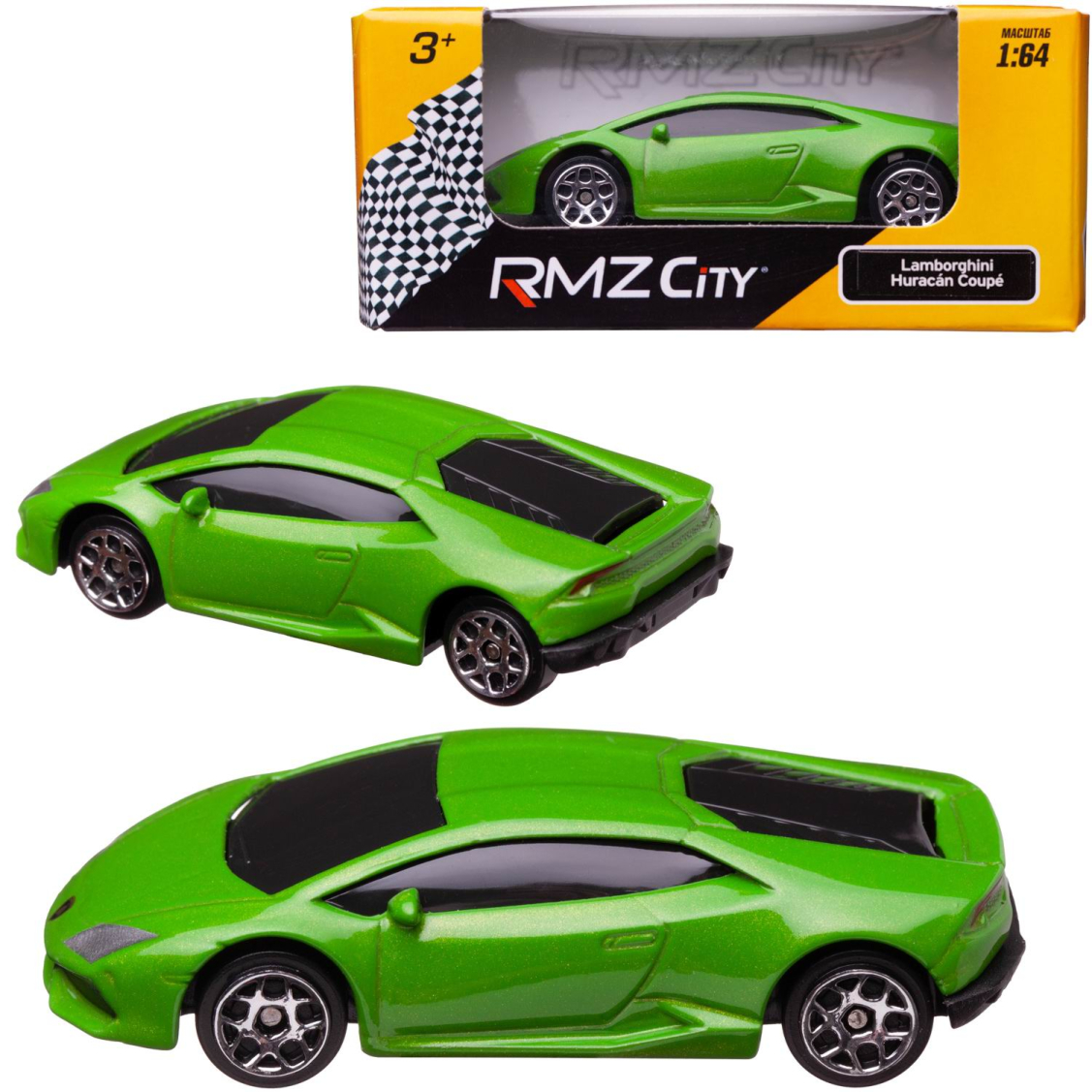 Машинка металлическая Uni-Fortune RMZ City 1:64 LAMBORGHINI HURACAN LP610-4, Цвет Зелёный
