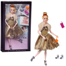 Кукла Junfa Atinil (Атинил) Модный показ (в золотом платье с меховой накидкой) в наборе с аксессуарами, 28см