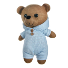 Мягкая игрушка ABtoys Knitted Мишка мальчик вязаный, 25 см. в голубом комбинизончике