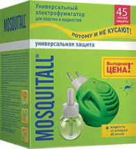Прибор MOSQUITALL c диодом + жидкость 45 ночей Универсальная защита от комаров