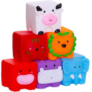 Набор игрушек для ванной Junfa Кубики мягкие Мои любимые животные, 21х9х26 см