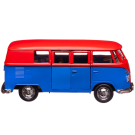 Машинка металлическая Uni-Fortune RMZ City серия 1:32 Автобус инерционный Volkswagen Samba bus Transporter, цвет матовый красный с синим, двери открываются