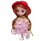 Кукла ABtoys Цветочная фантазия в розовом платье и красной шляпке 16,5 см с игровыми предметами