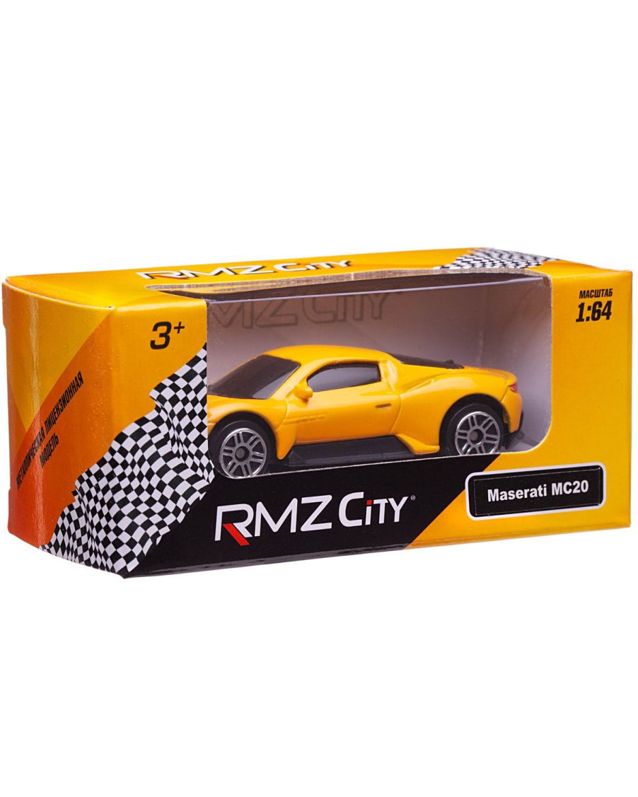 Машина металлическая RMZ City 1:64 Maserati MC 2020, без механизмов, желтый цвет Машина металлическая RMZ City 1:64 Maserati MC 2020, без механизмов, желтый цвет