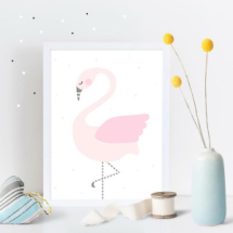 Интерьерный дизайнерский постер "Розовый фламинго" (размер А4) Интерьерный дизайнерский постер "Розовый фламинго" (размер А4)
