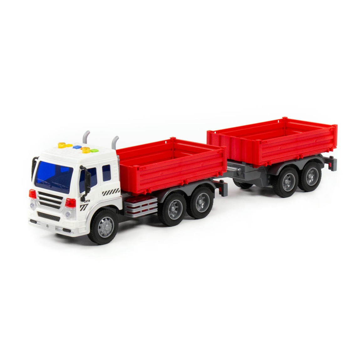 ПОЛЕСЬЕ Автомобиль бортовой с прицепом Сити красный ПОЛЕСЬЕ Автомобиль бортовой с прицепом Сити красный