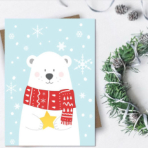 Интерьерный дизайнерский постер "Мишка в шарфике" (размер А4) Интерьерный дизайнерский постер "Мишка в шарфике" (размер А4)