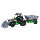 Трактор ZARRIN Farm 4 с прицепом и грейдером, 2 вида, черно-серо-зелёный/чёрно-серо-жёлтый, 59 см