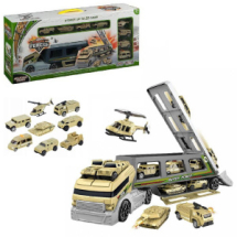 Машинка Junfa Автовоз с 8 военными машинками, со скоростным съездом с верхнего яруса Машинка Junfa Автовоз с 8 военными машинками, со скоростным съездом с верхнего яруса