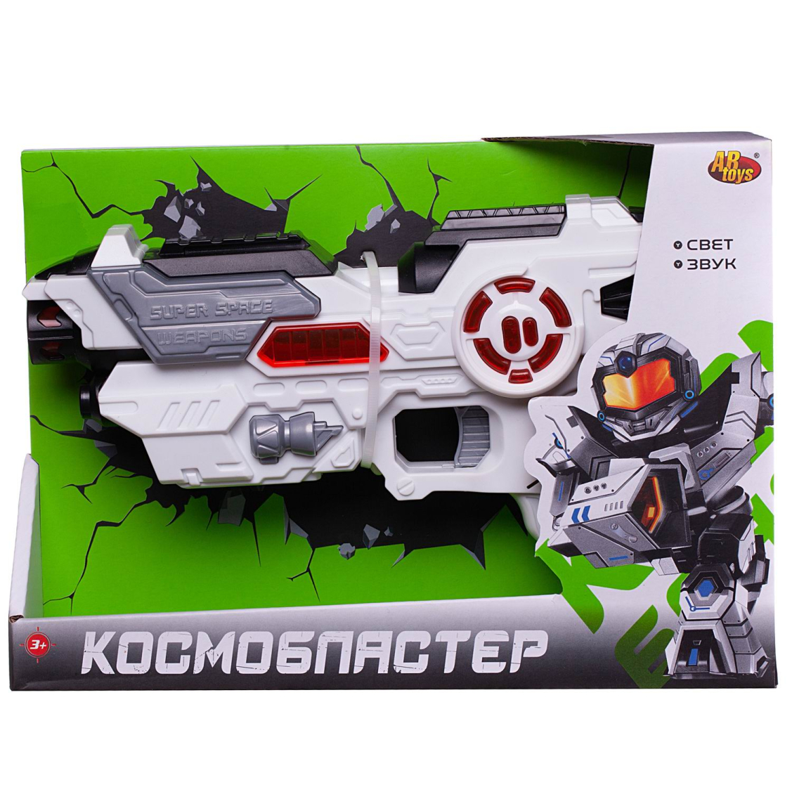 Бластер ABtoys Космобластер на батарейках, в коробке 32х6,3х22 см, бело-серо-красный Бластер ABtoys Космобластер на батарейках, в коробке 32х6,3х22 см, бело-серо-красный