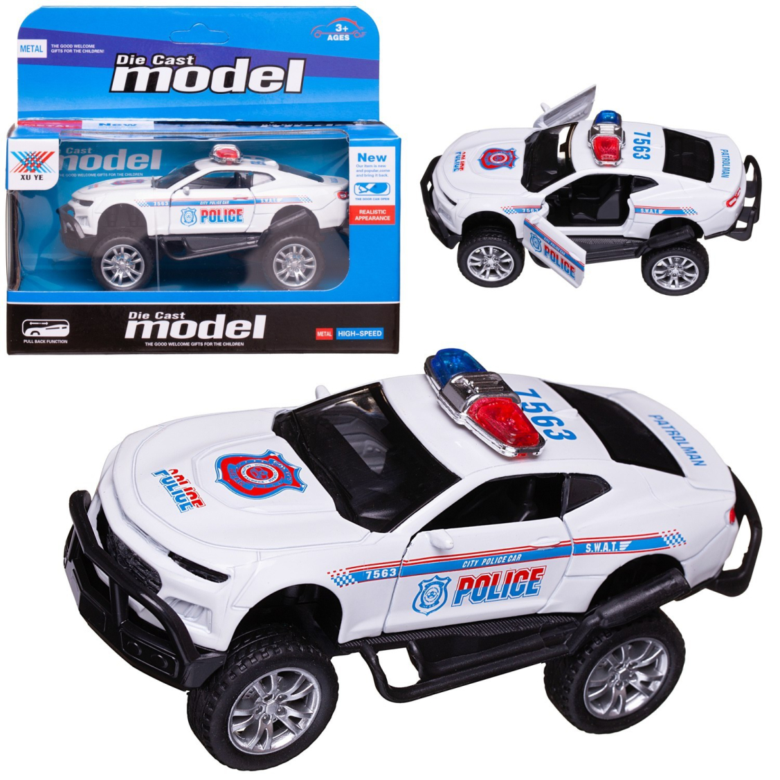 Машинка Junfa Полицейский джип 1:32 металлический с открывающимися дверцами инерционный белый Машинка Junfa Полицейский джип 1:32 металлический с открывающимися дверцами инерционный белый